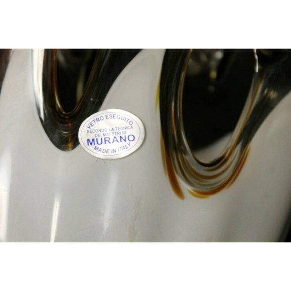 1980s Modern Contemporary Murano Italian Large Glass Vase Brown Swirl Abstract - Picture 10 of 10